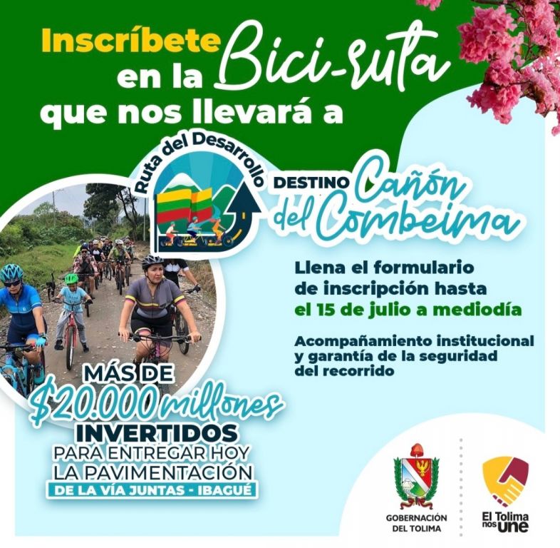 Inscríbete en la Bici-Ruta de este sábado 16 de julio.