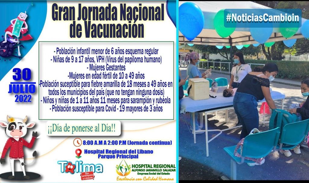 En el Hospital Regional del Líbano se avanzó con total éxito la 3° jornada nacional de vacunación