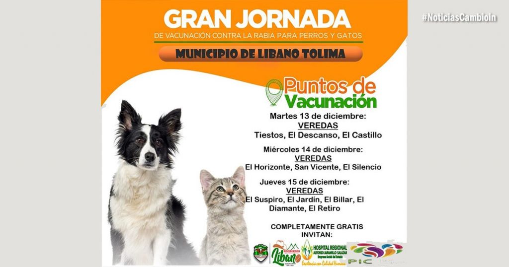 Hospital Regional del Líbano apoya Campaña de Vacunación de Caninos y Felinos.