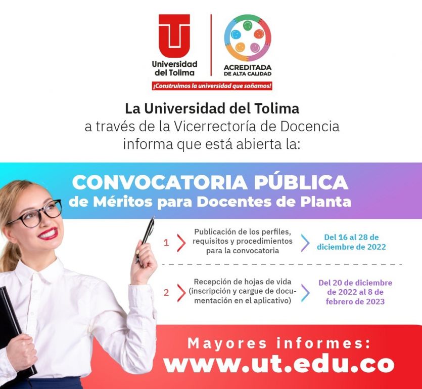 Universidad del Tolima busca 36 docentes, así será el concurso, inscríbase