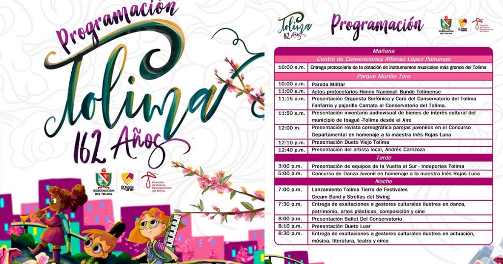 Estas son las actividades que se realizarán en la celebración de los 162 años del Tolima
