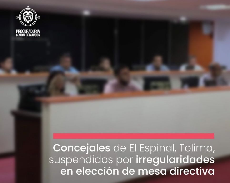 Por falta gravísima, Procuraduría suspende 3 concejales del Espinal Tolima