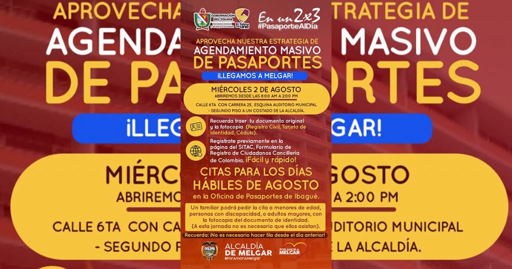 Descentralizan expedición de pasaportes en el Tolima