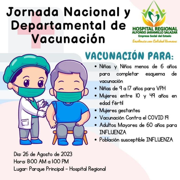 Prográmate gran jornada nacional de vacunación Sábado 29 de Julio