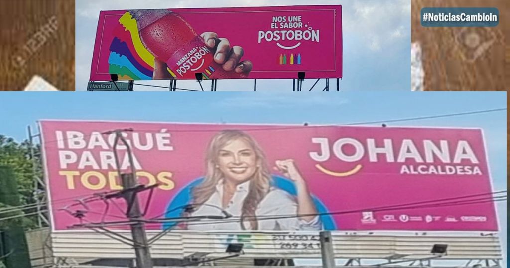 Plagio o coincidencia. Publicidad de la candidata Johana Aranda, y Postobón