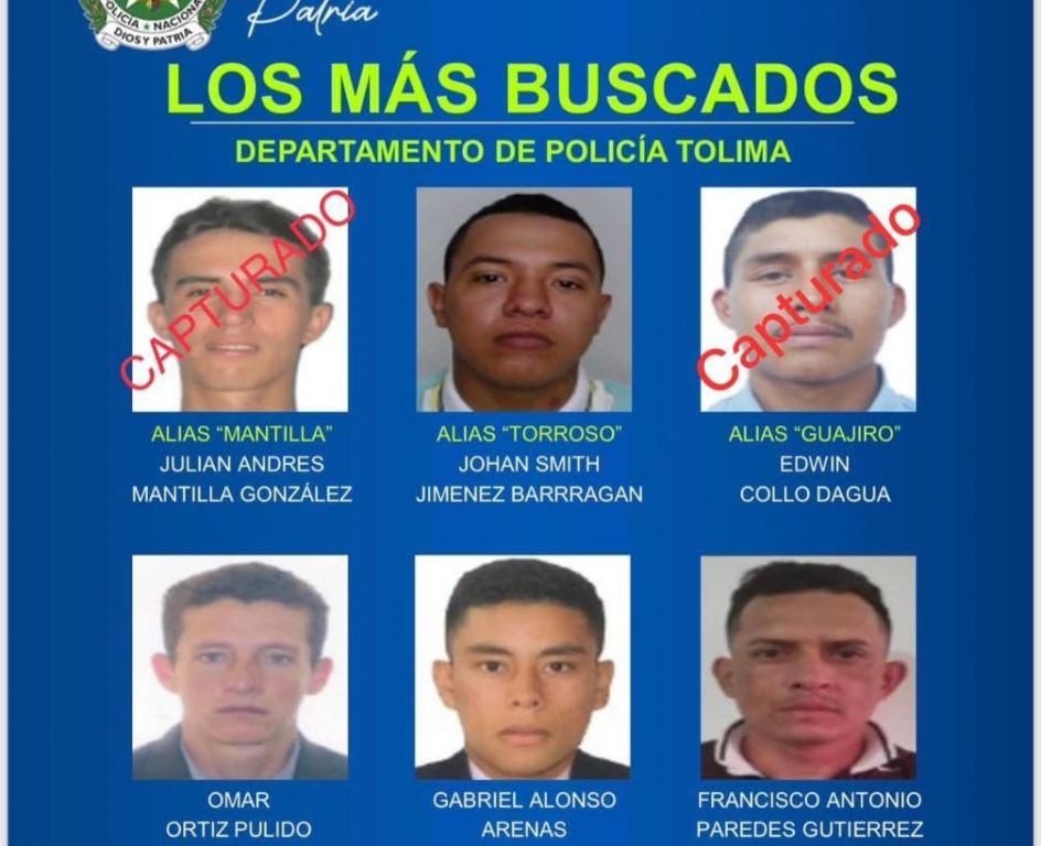 Autoridades del Tolima, los buscan para ponerlos tras las rejas
