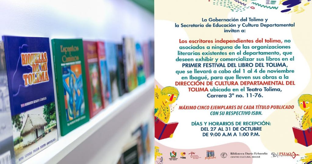 Escritores tolimenses independientes podrán participar en el Festival del Libro del Tolima