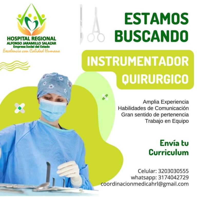 Necesita trabajo Hospital Regional del Líbano está buscando Instrumentador Quirúrgico