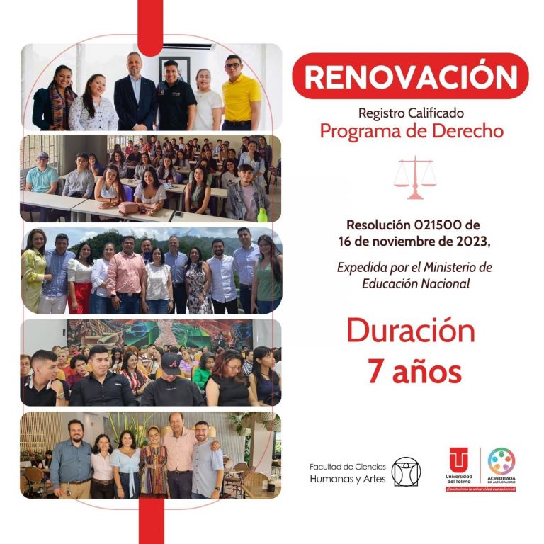 Renovación de registro calificado del programa de Derecho de la Universidad del Tolima