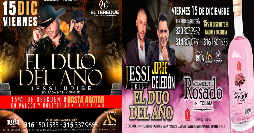 Prepárese! el próximo 15 de Diciembre Aguardiente Tapa Roja los invita a disfrutar el gran concierto “El dúo del año”