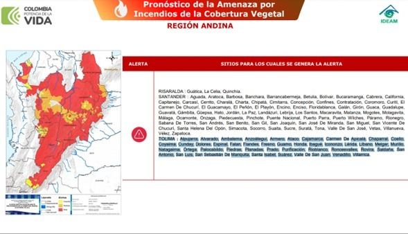 Dan lista de municipios del Tolima, en Alerta Roja por incendios forestales