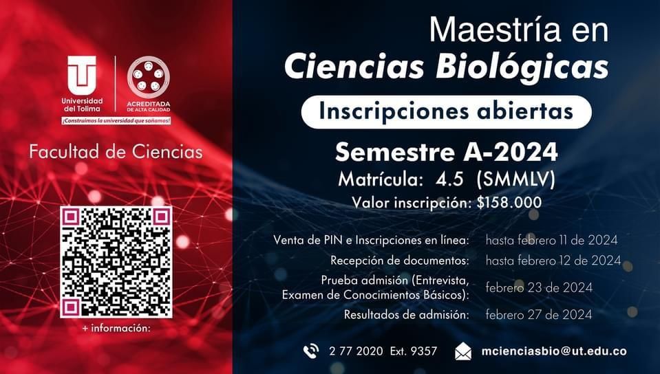 Universidad del Tolima tiene inscripciones abiertas para Maestría en Ciencias Biológicas