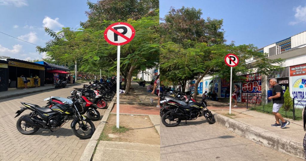 La burla a la señal de tránsito, ubicada  frente a la Secretaría de Movilidad de Ibagué