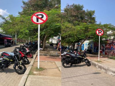 La burla a la señal de tránsito, ubicada  frente a la Secretaría de Movilidad de Ibagué