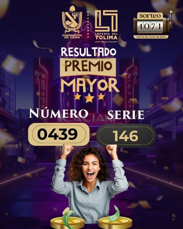 #ResultadosLoteriadelTolima |iiiii San Juan! estos son nuestros resultados del sorteo 4071 del 24 de Junio.