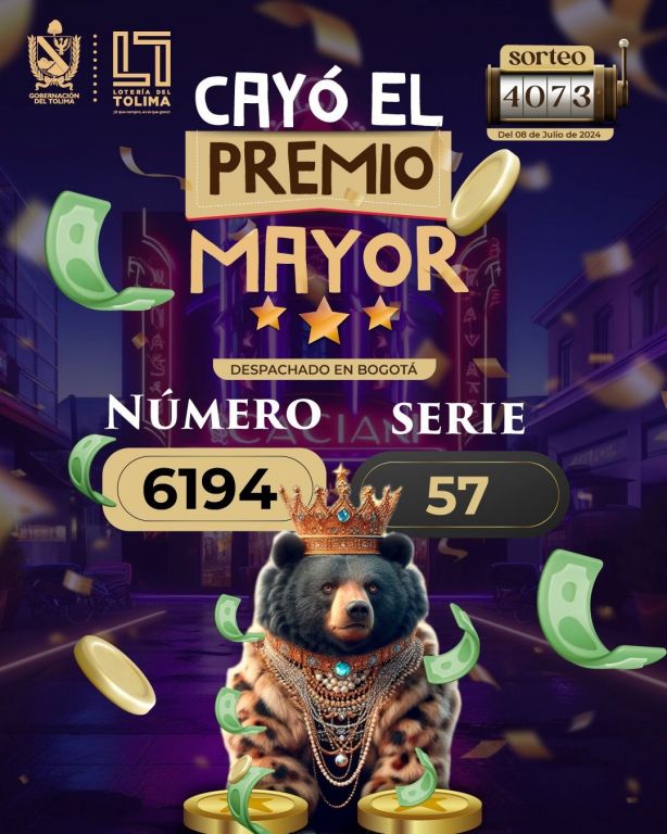 Cayò el Mayor de la Lotería del Tolima