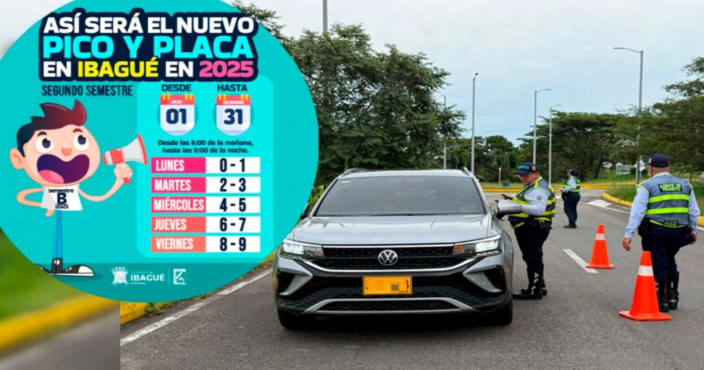 Ojo mañana martes 1 de julio de 2025, rotará en pico y placa en Ibagué