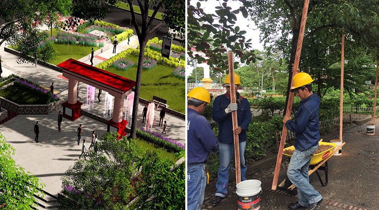 Con mano de obra local, arrancan obras en el Parque de la Constitución en Natagaima