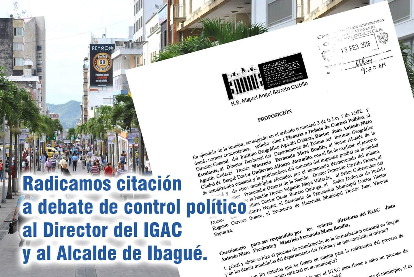 IGAC a responder en el congreso por abusos en avaluos en el Tolima