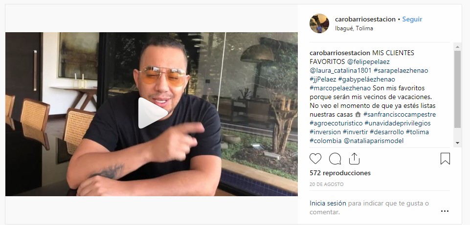 Pipe Peláez, invita a comprar lotes sin licencia en el Tolima