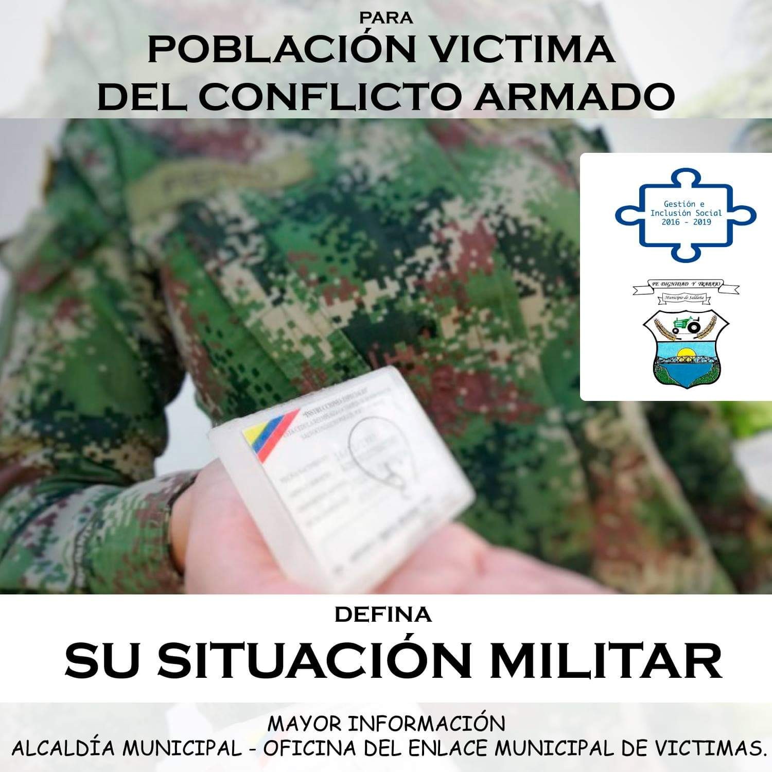 Víctimas del conflicto en saldaña definen situación militar