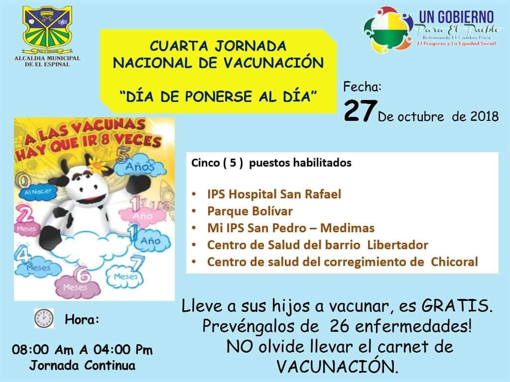 Jornada nacional de vacunación para los Espinalunos "día de ponerse al día"