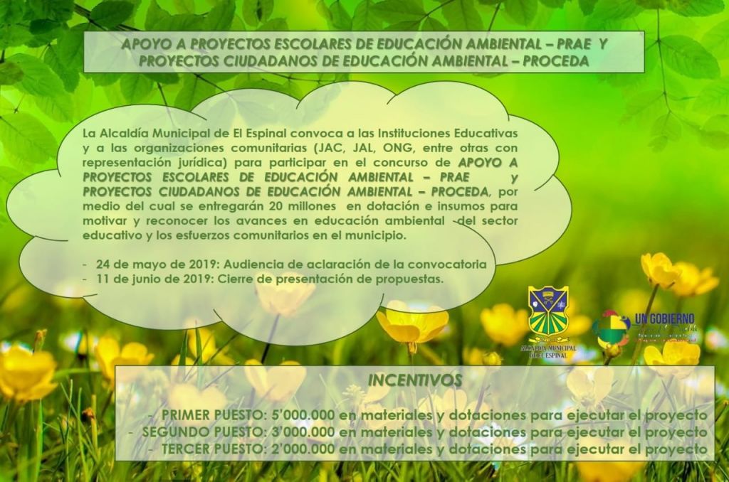 convocatoria para proyectos de educación ambiental en Espinal