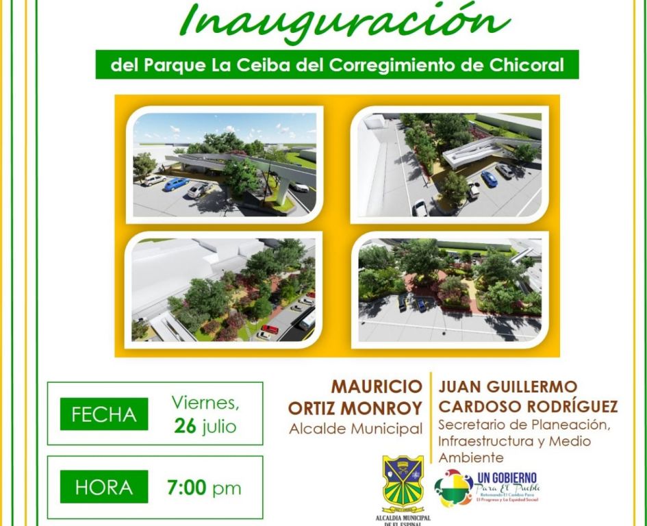 Hoy viernes se entregará el parque la ceiba del corregimiento de Chicoral