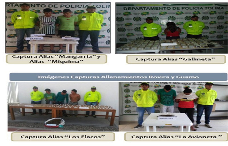 Cae peligrosa banda que manejaba el tráfico de drogas en el Tolima
