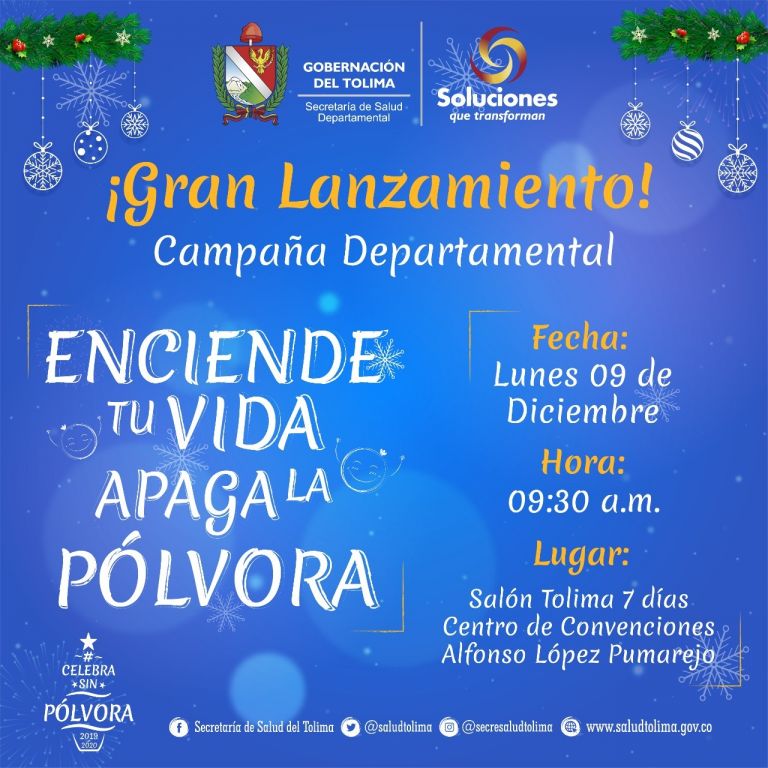 Este lunes lanzamiento campaña no a la pólvora en el Tolima