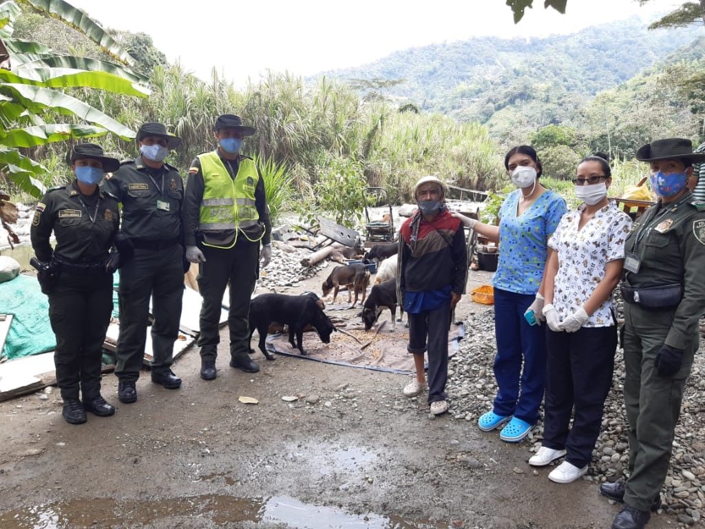 Policía llevó ayudas a los animales abandonados