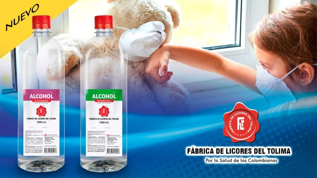 Alcohol antiséptico y glicerinado de la Fábrica de Licores llega a toda Colombia