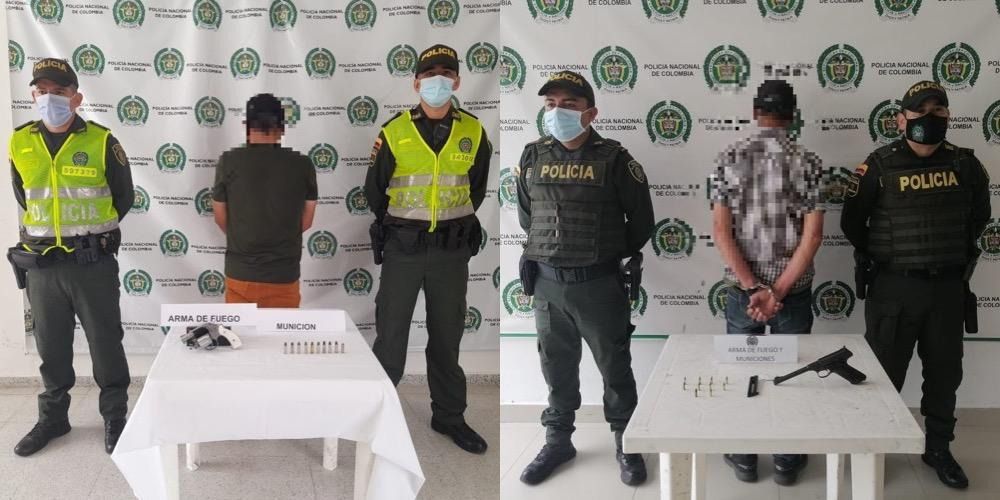 Policía capturó dos hombre por porte ilegal de armas.