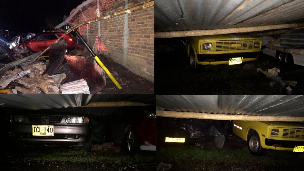 Muro de parqueadero cayó encima de 12 carros en Ibagué