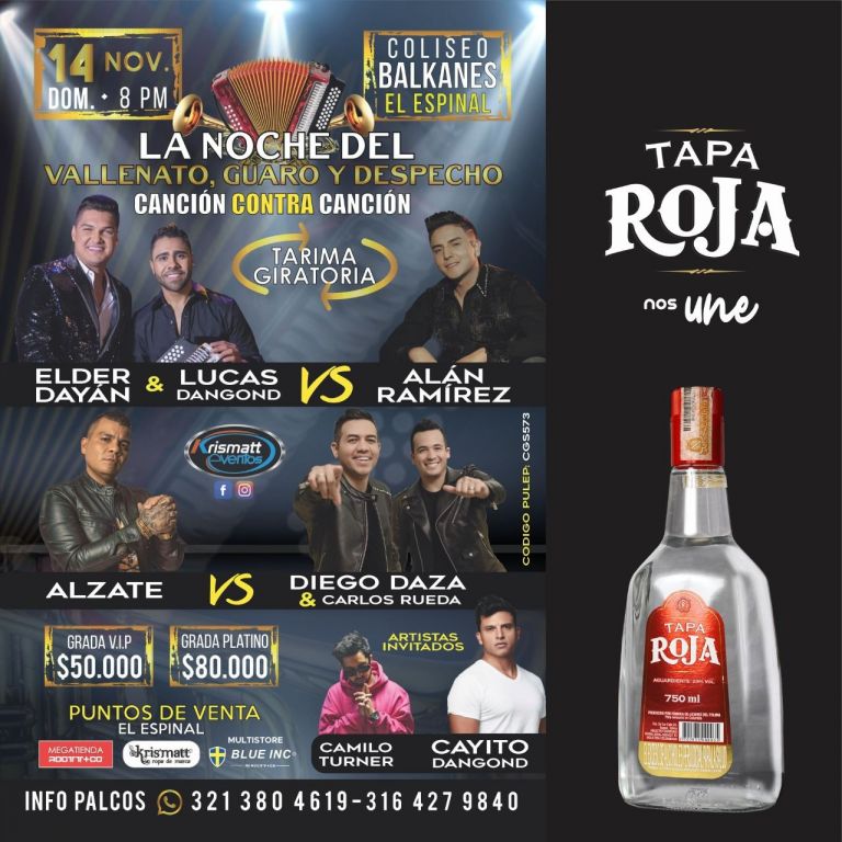 El concierto de vallenato y despecho más importante del año se vive con aguardiente Tapa Roja