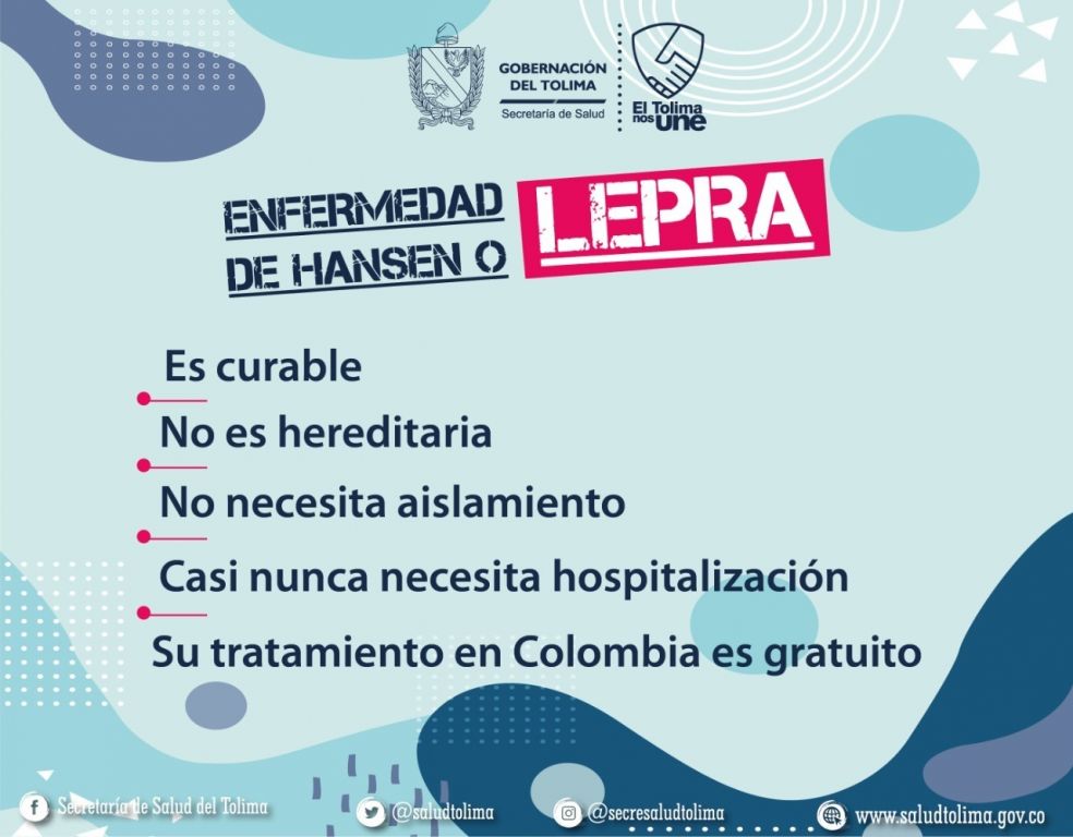 Prevenga la Lepra, invitación de la secretaría de salud del Tolima
