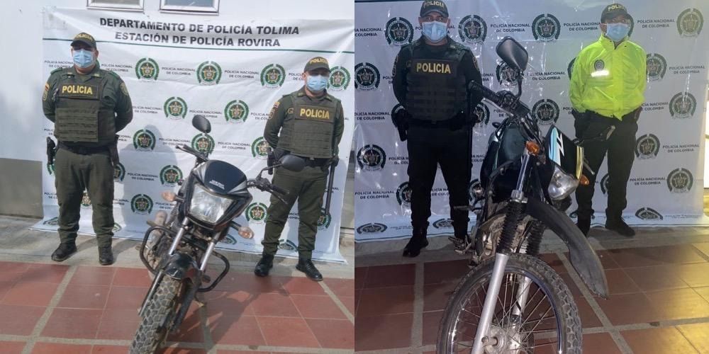 Policía recuperó motos que habían sido robadas en el Tolima