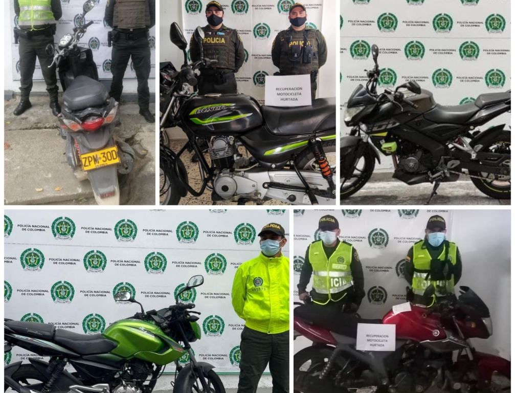 se buscan los dueños de estas cinco motos robadas en Ibagué